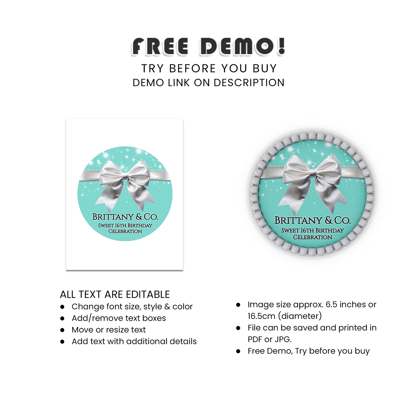 Tiffany & CO Inspired Personalized Icing Sheet Cake Image Custom DIY