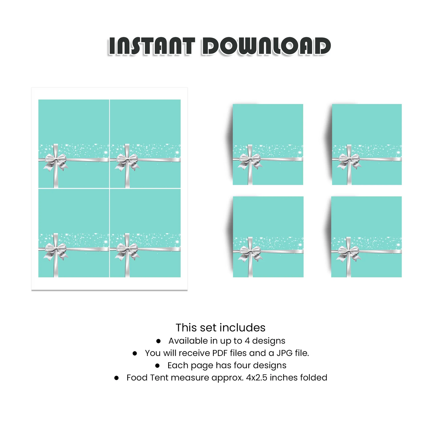 Tiffany & CO Inspired Personalized Food Cards Custom Event Stationery