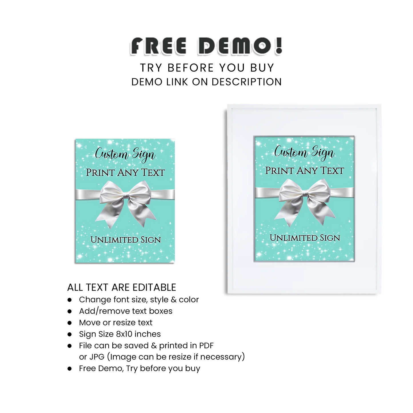 Tiffany & CO Inspired Personalized Custom Sign Luxury Birthday Decor