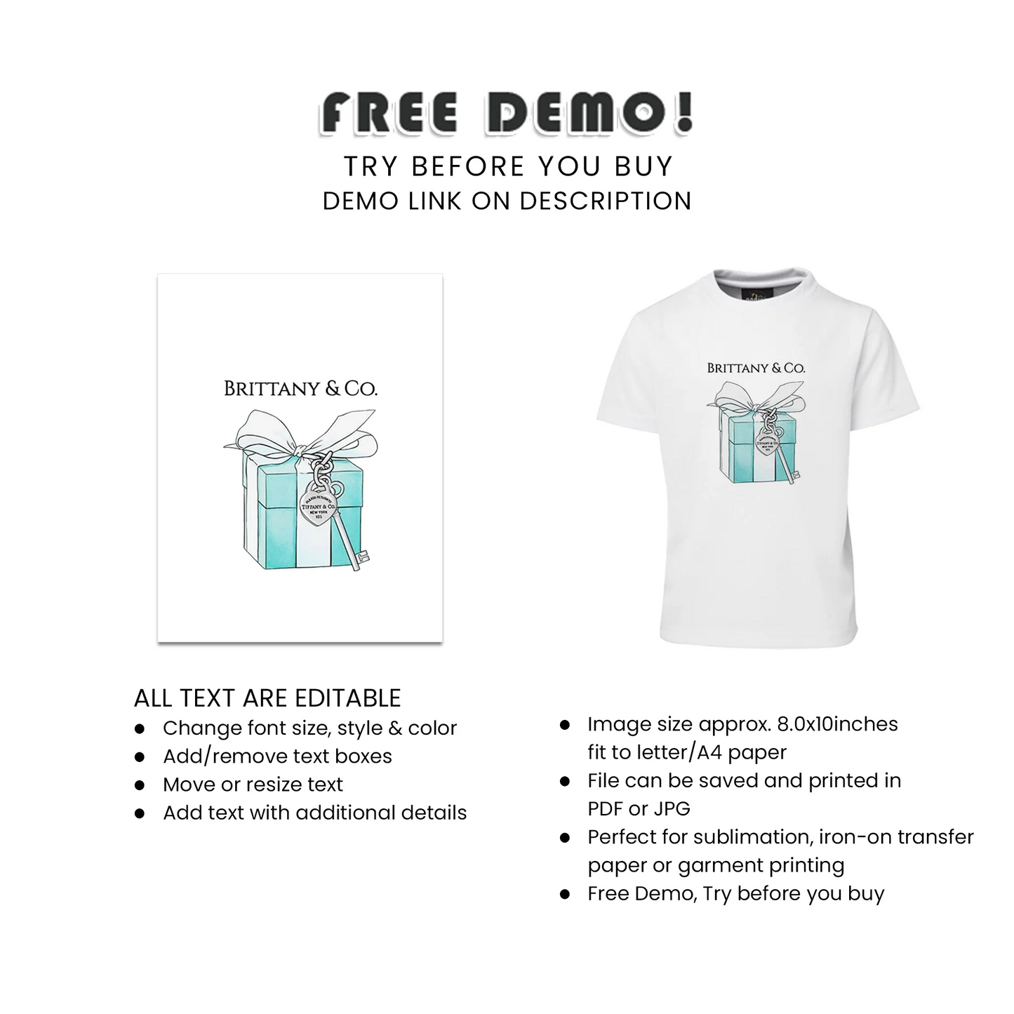 Tiffany & CO Inspired Personalized Sublimation T-Shirt Custom DIY