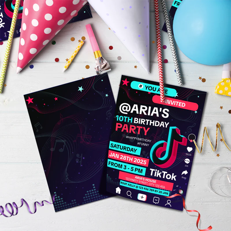 Tiktok Birthday Decorations, Tik tok Party Supplies, tiktok live Themed, tiktok Digital Template, Editable Tiktok Image SVG PNG