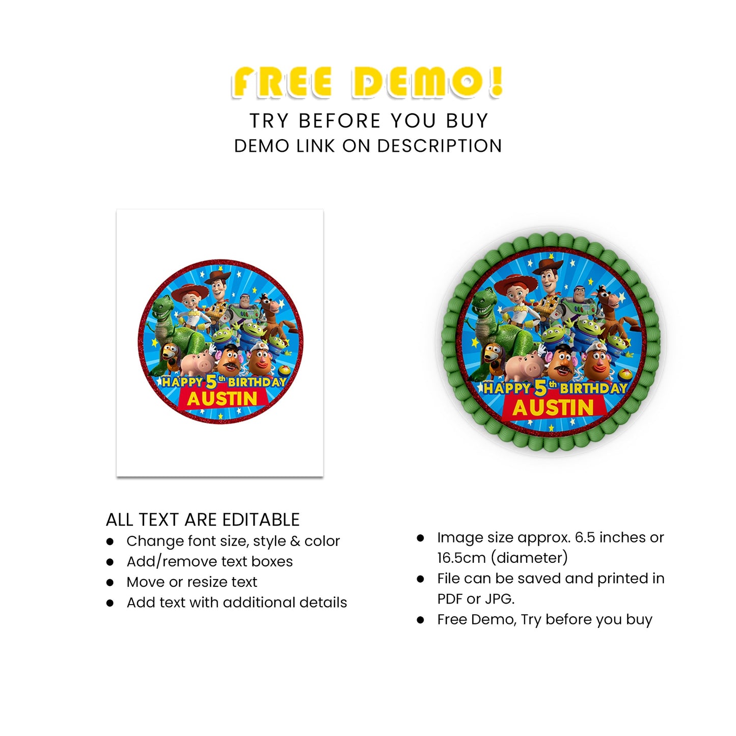 Toy Story Personalized Icing Sheet Cake Images