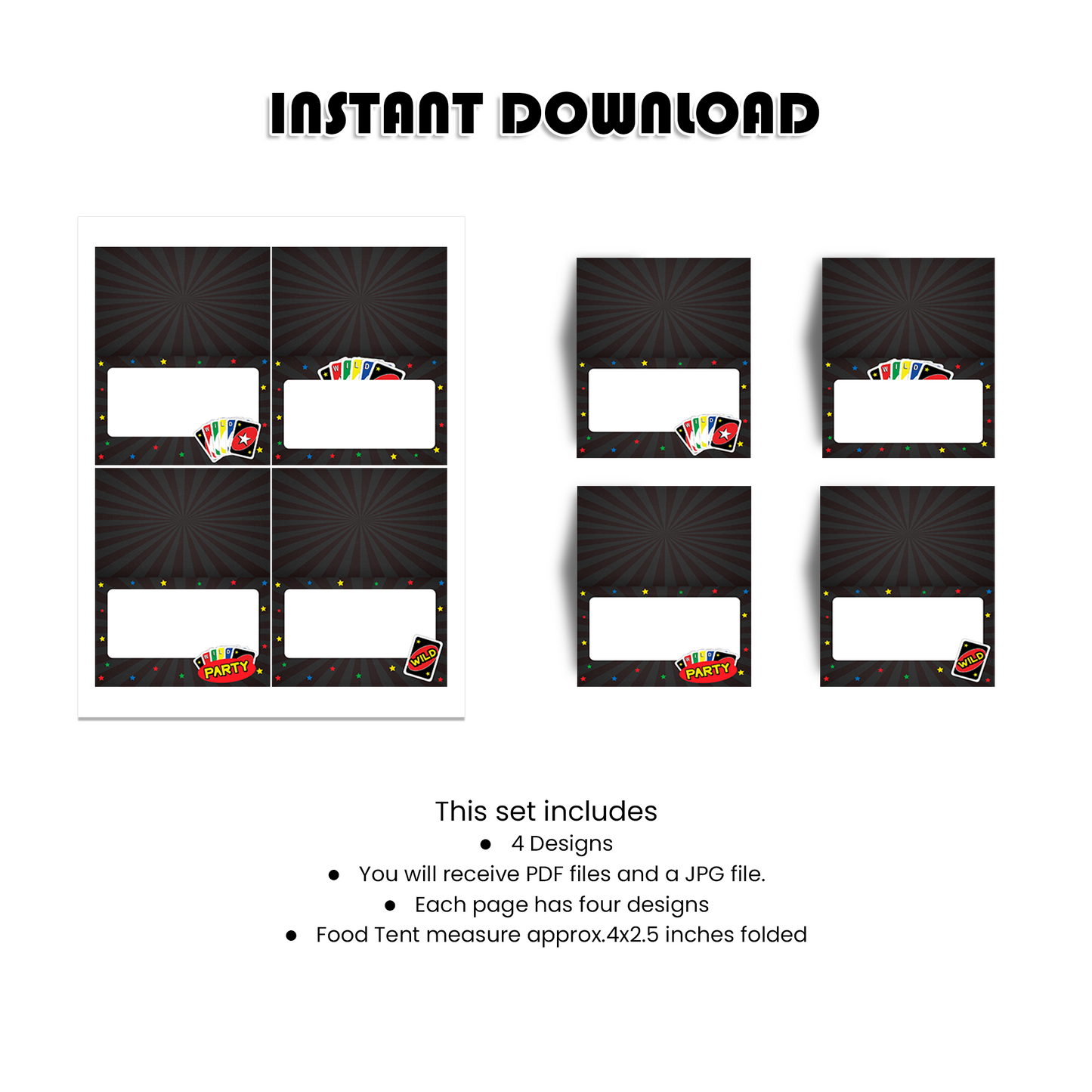 Personalized Uno Food Cards for Themed Party Tables