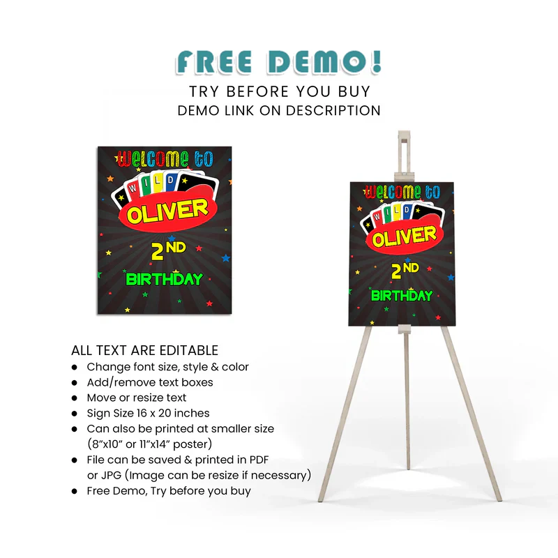 Uno Welcome Sign Personalized Party Printable Decor