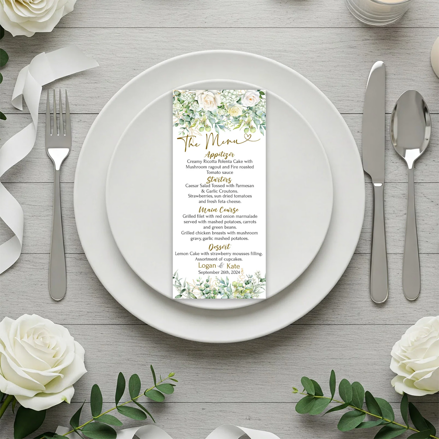 White Rose DIY Wedding, Floral Wedding Party Supplies, Eucalyptus Leaves Themed, DIY Wedding Digital Template, Editable White Rose and Eucalyptus Leaves Image SVG PNG