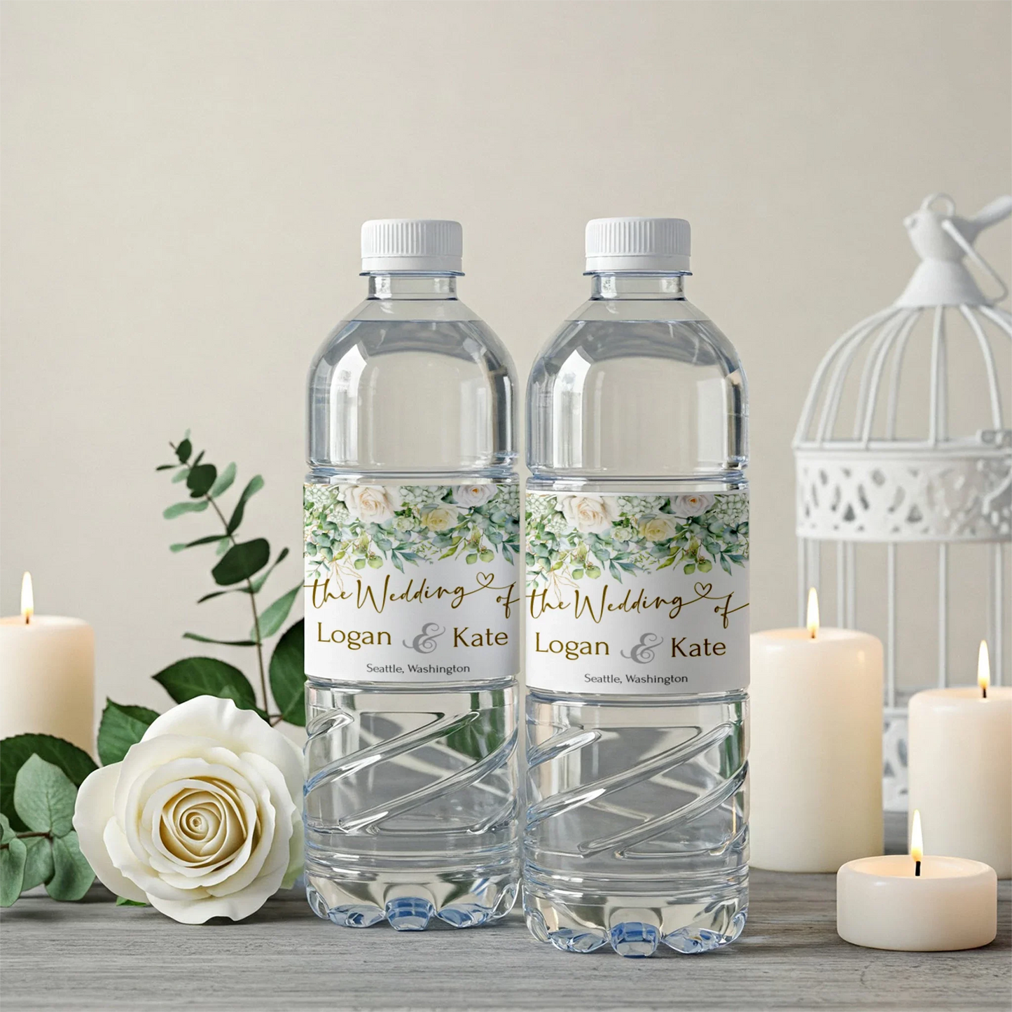 White Rose DIY Wedding, Floral Wedding Party Supplies, Eucalyptus Leaves Themed, DIY Wedding Digital Template, Editable White Rose and Eucalyptus Leaves Image SVG PNG