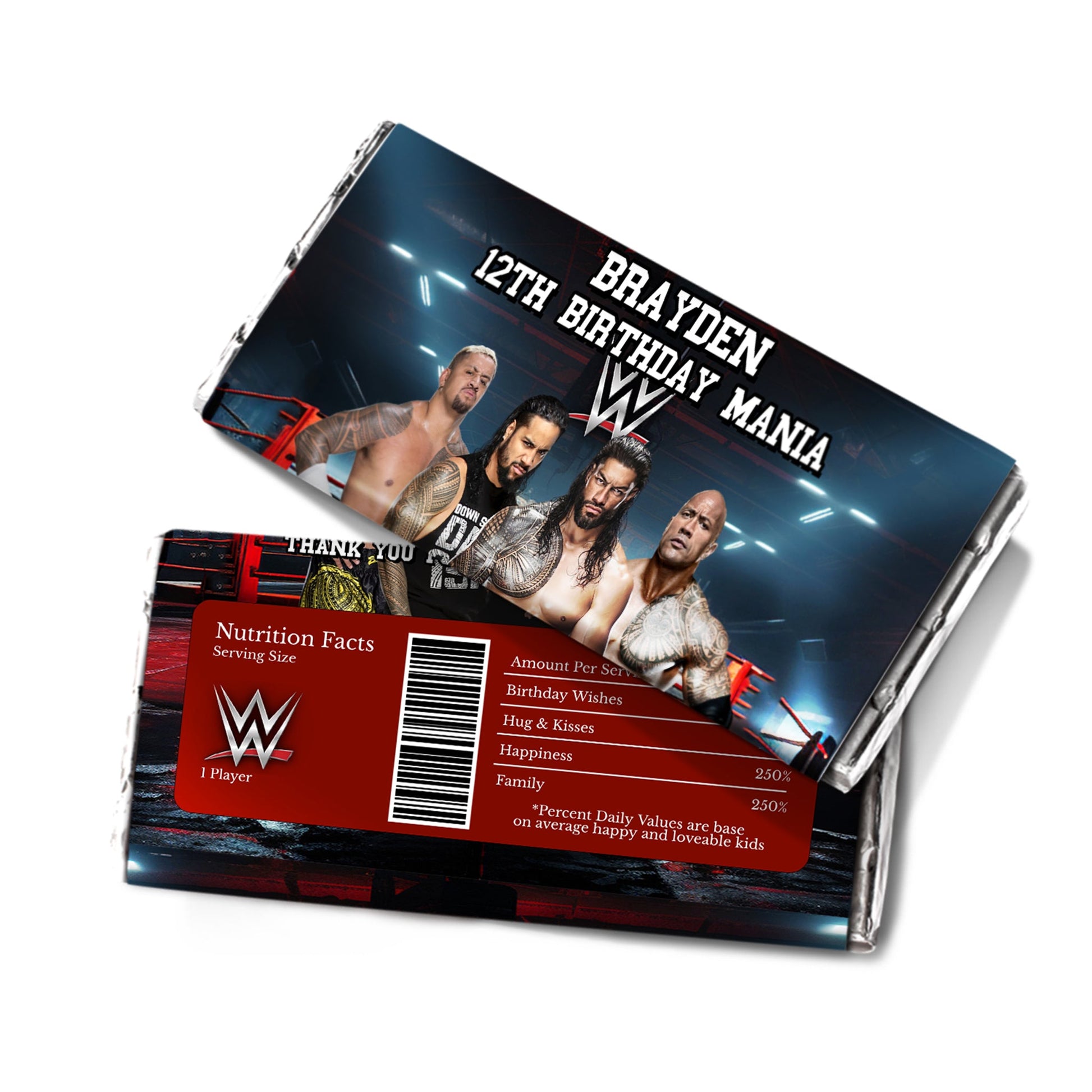 WWE The Bloodline themed chocolate label