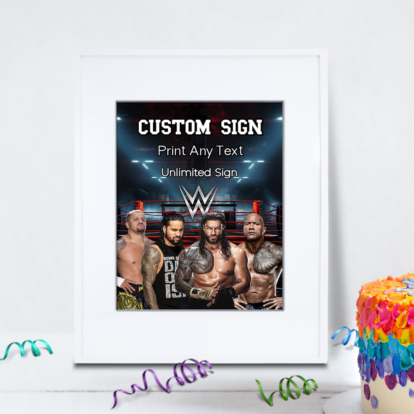 WWE WrestleMania Birthday Decorations, Smackdown Party Supplies, Royal Rumble Themed, The Bloodline Digital Template, Editable WWE The Bloodline Image SVG PNG