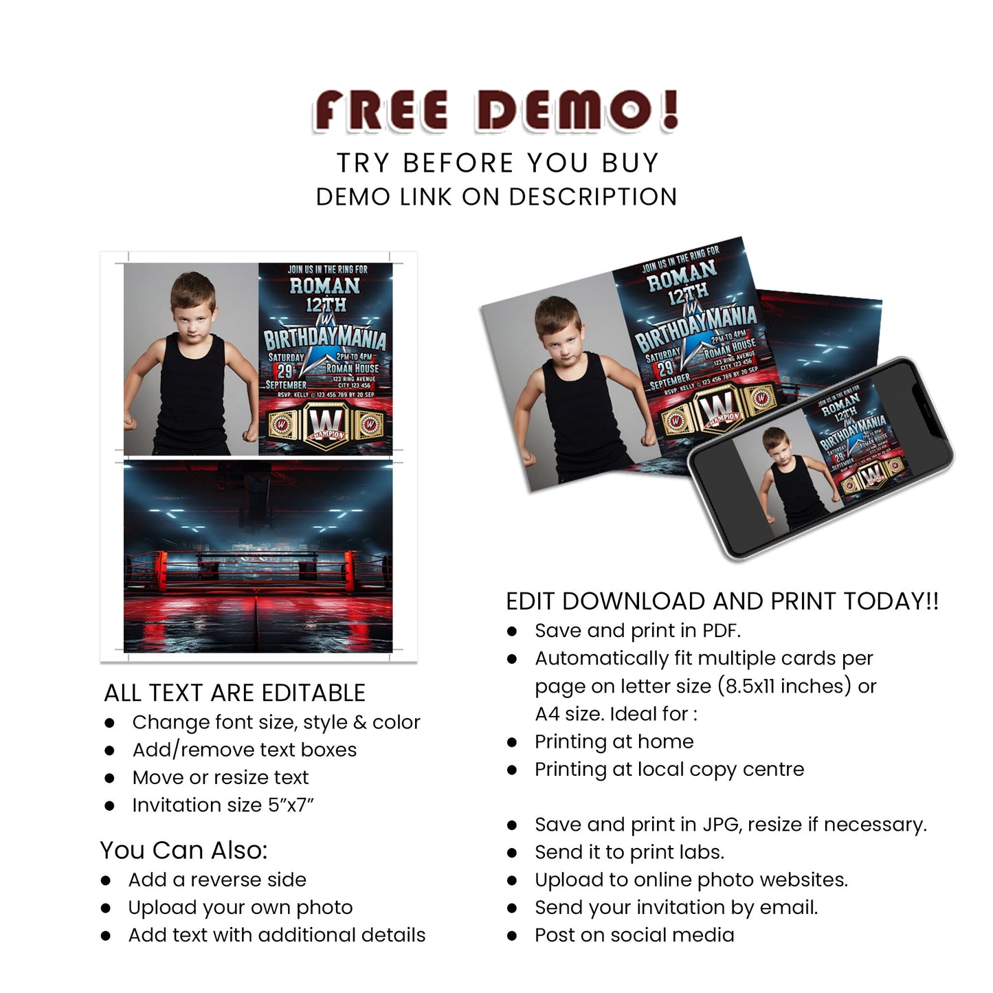 Birthday Mania Personalized Photo Card Invitations - Add a Personal Touch to Your Invites