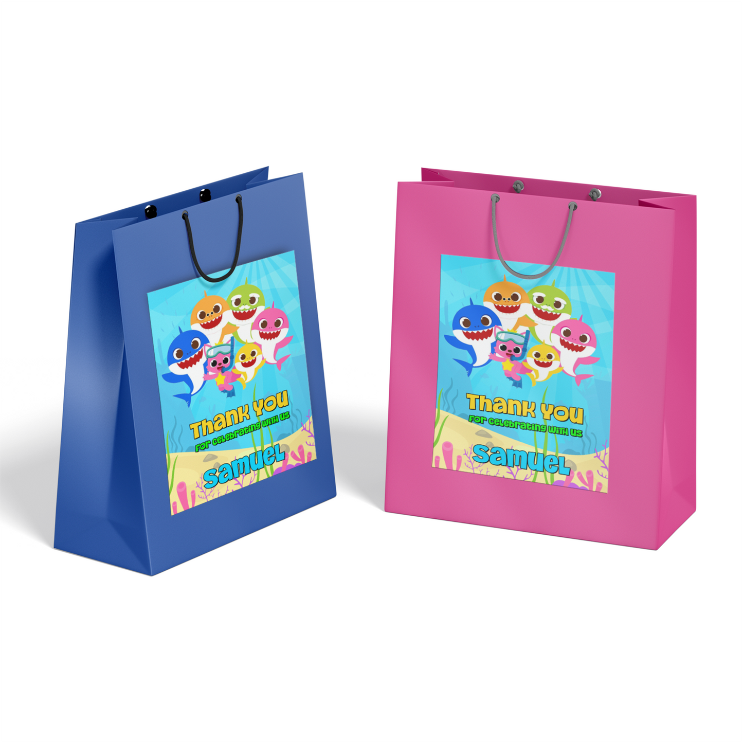 Gift Bag Label with Baby Shark illustrations