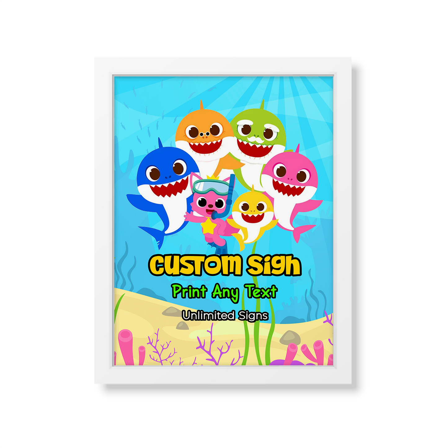 Custom Sign featuring Baby Shark design