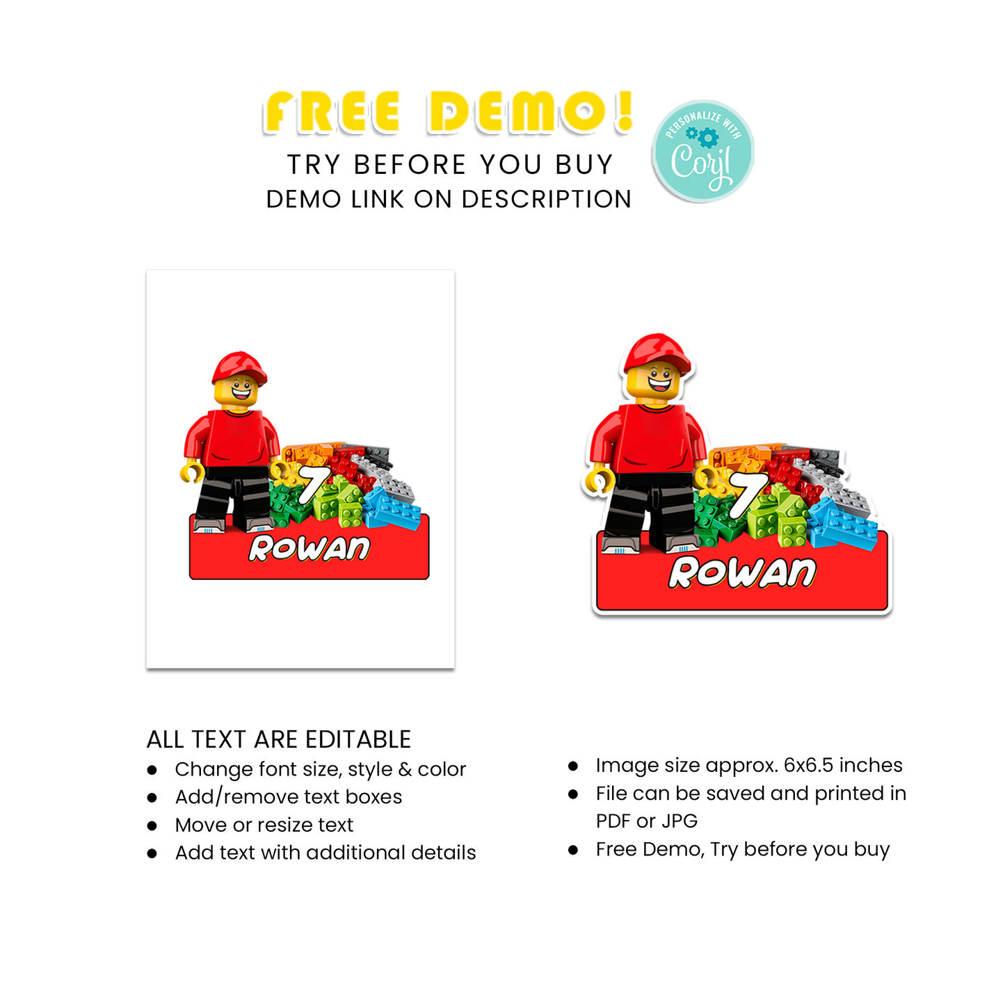 Personalized Cake Toppers with Bricks, Building Blocks Theme - Perfect for Any Occasion