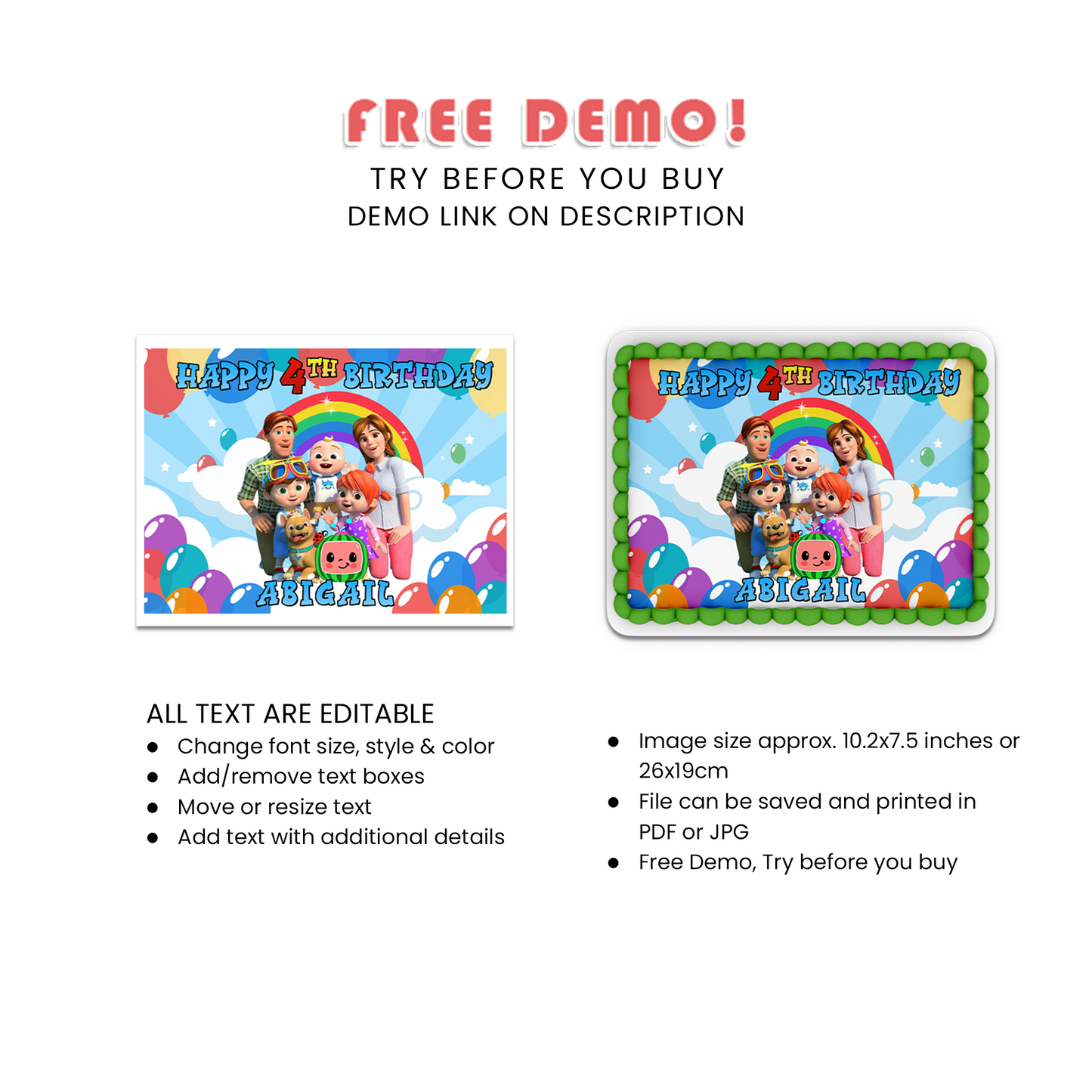 Coco Melon Birthday Decorations, Nursery Rhymes Party Supplies, Coco Melon, Baby JJ, Yoyo, Tom Tom, Cocomelon SVG