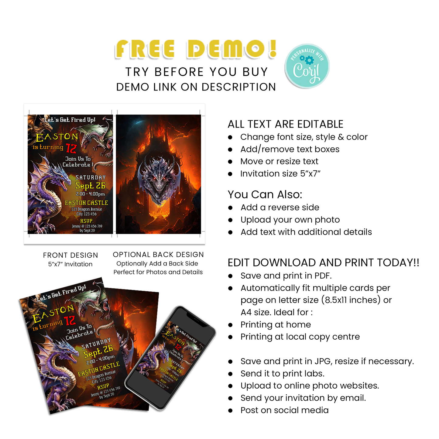 Personalized Birthday Card Invitations for an Unforgettable Dragon Themed Party