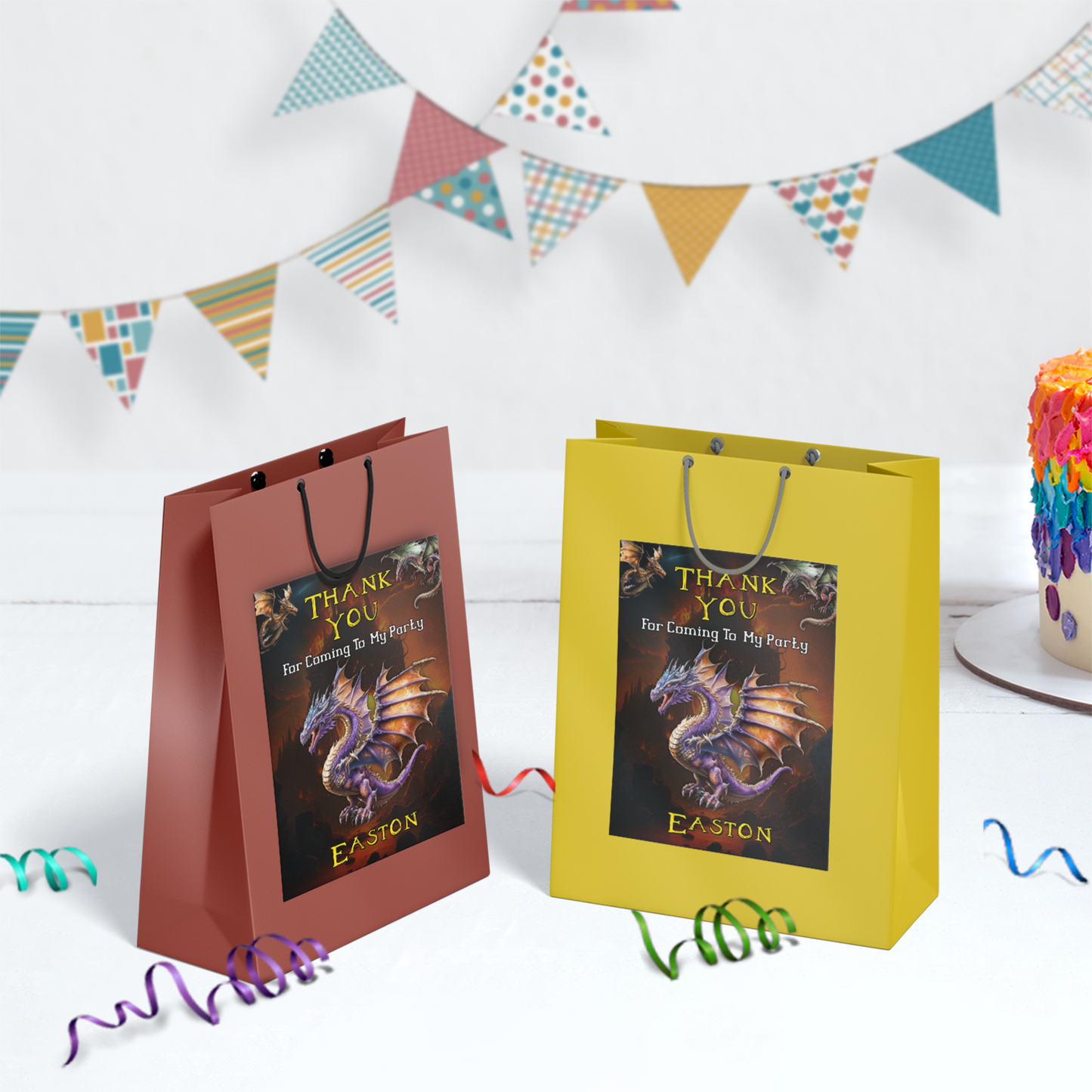 Gift bag label with a Dragon theme