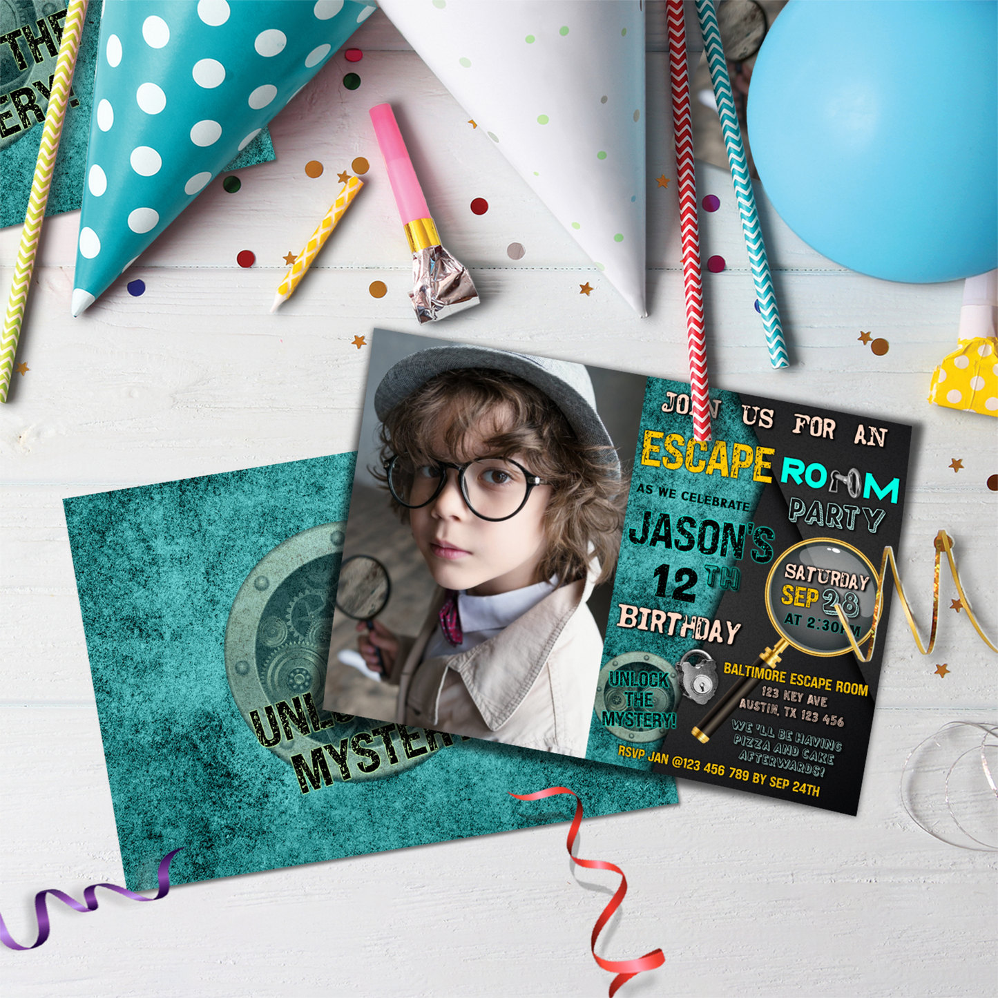Escape Room Birthday Decorations, Mystery Room Party Supplies, Puzzle Room Themed, Exit Games Digital Template, Editable Escape Room Image SVG PNG