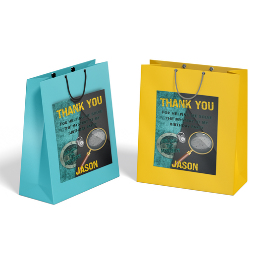Gift bag label with an Escape Room theme
