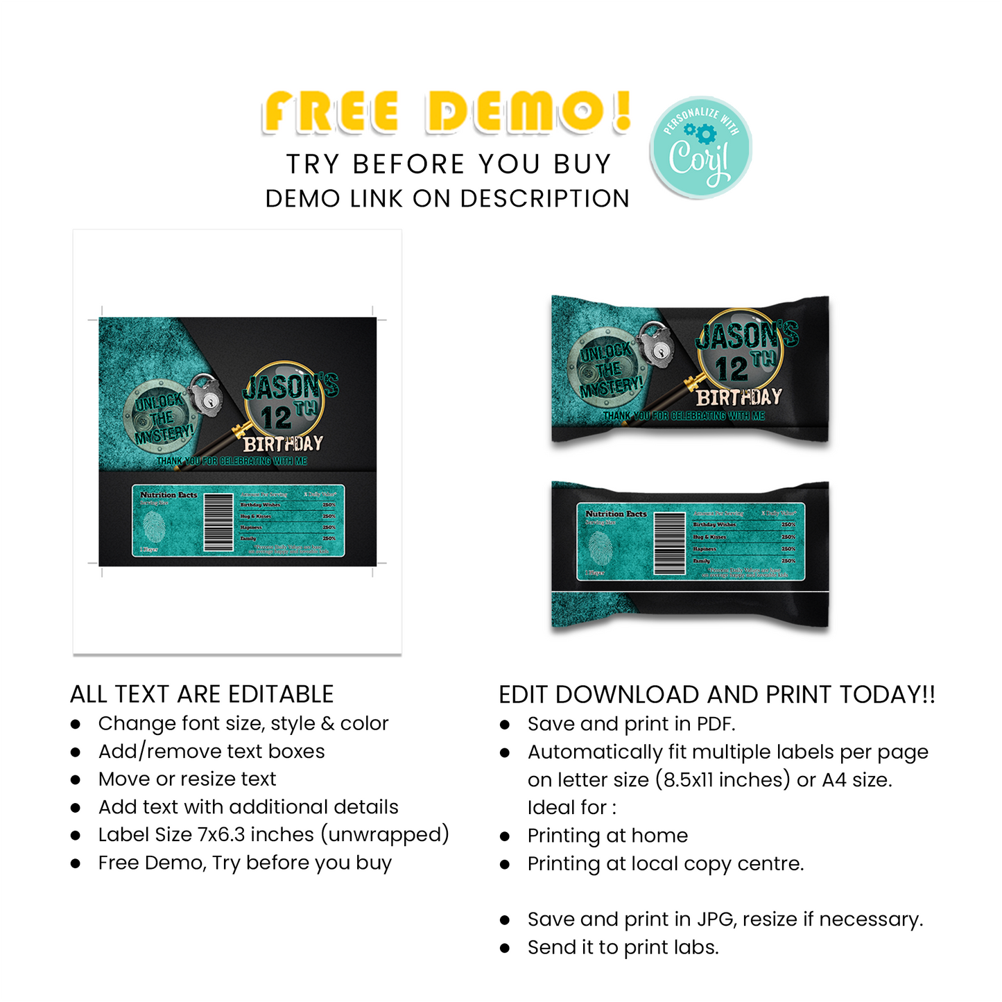 Skittles Label for a Colorful Snack at Your Escape Room Themed Party