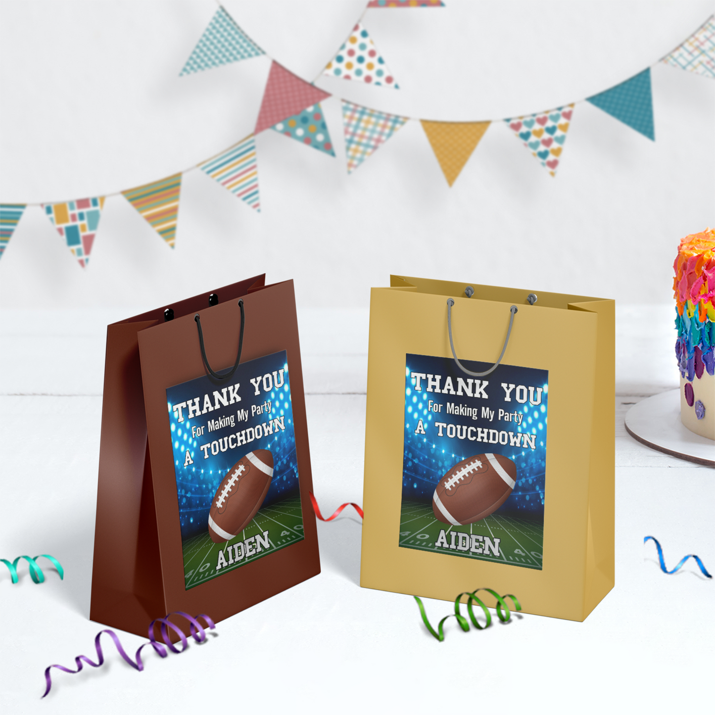 Gift bag label with a Football theme