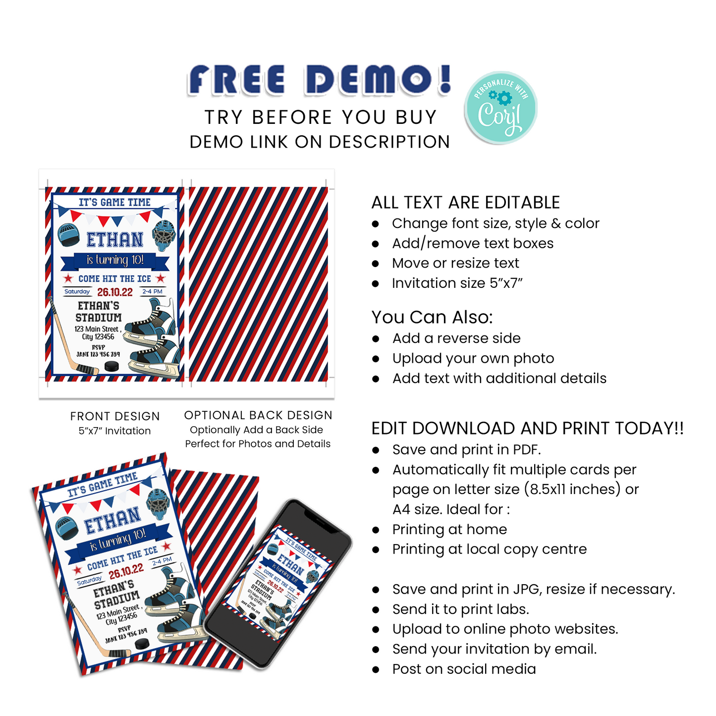 Personalized Birthday Card Invitations for an Unforgettable Hockey Themed Party