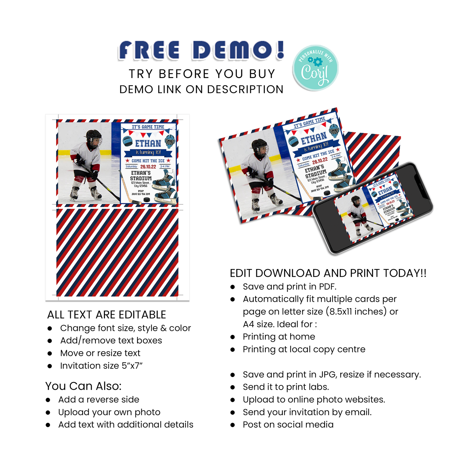Personalized Photo Card Invitations for a Memorable Hockey Themed Celebration