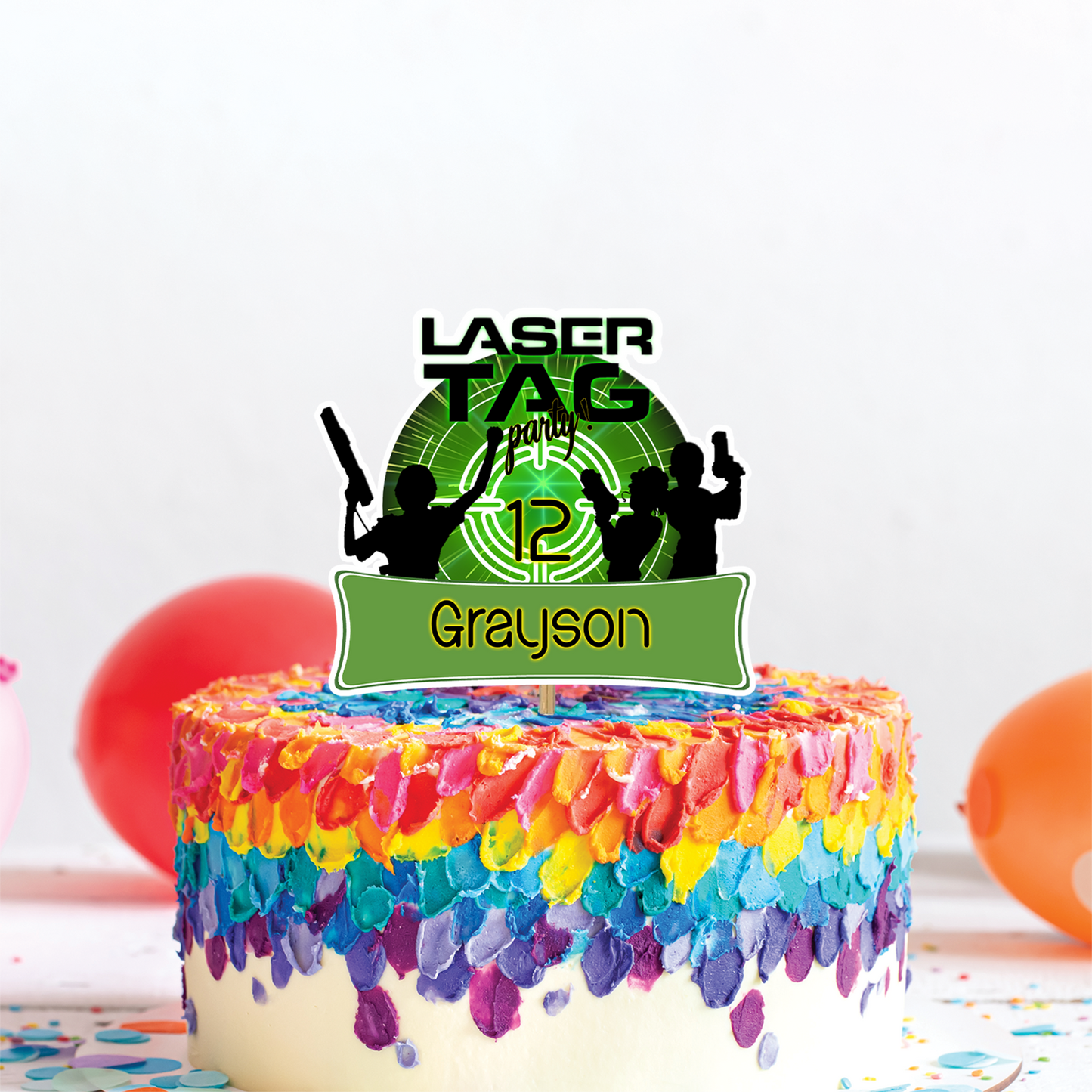 Personalized Cake Toppers for a Laser Tag themed party