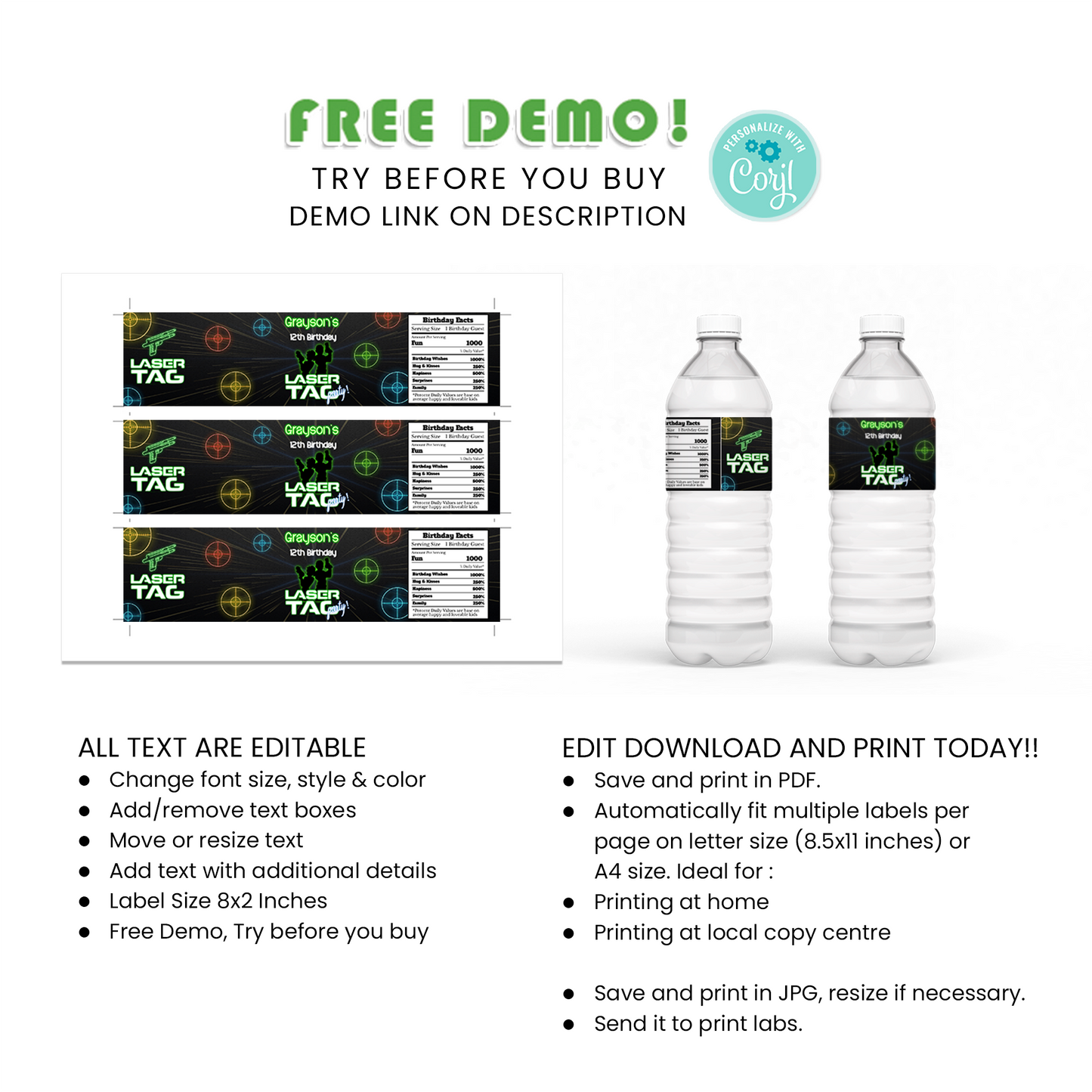 Keep Your Guests Hydrated with Our Water Bottle Labels - A Refreshing Addition to Any Event!