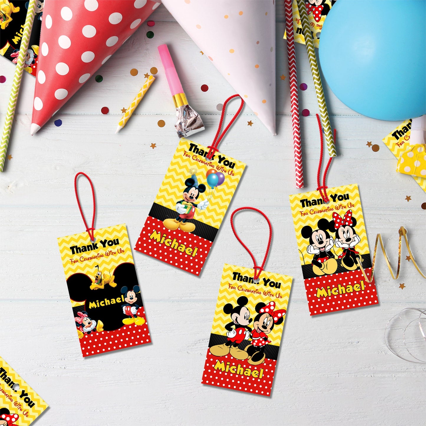 Mickey & Minnie Mouse Birthday Decorations, Disney Party Supplies, Mickey Mouse Themed, Minnie Mouse Digital Template, Editable Mickey & Minnie Mouse Image SVG PNG