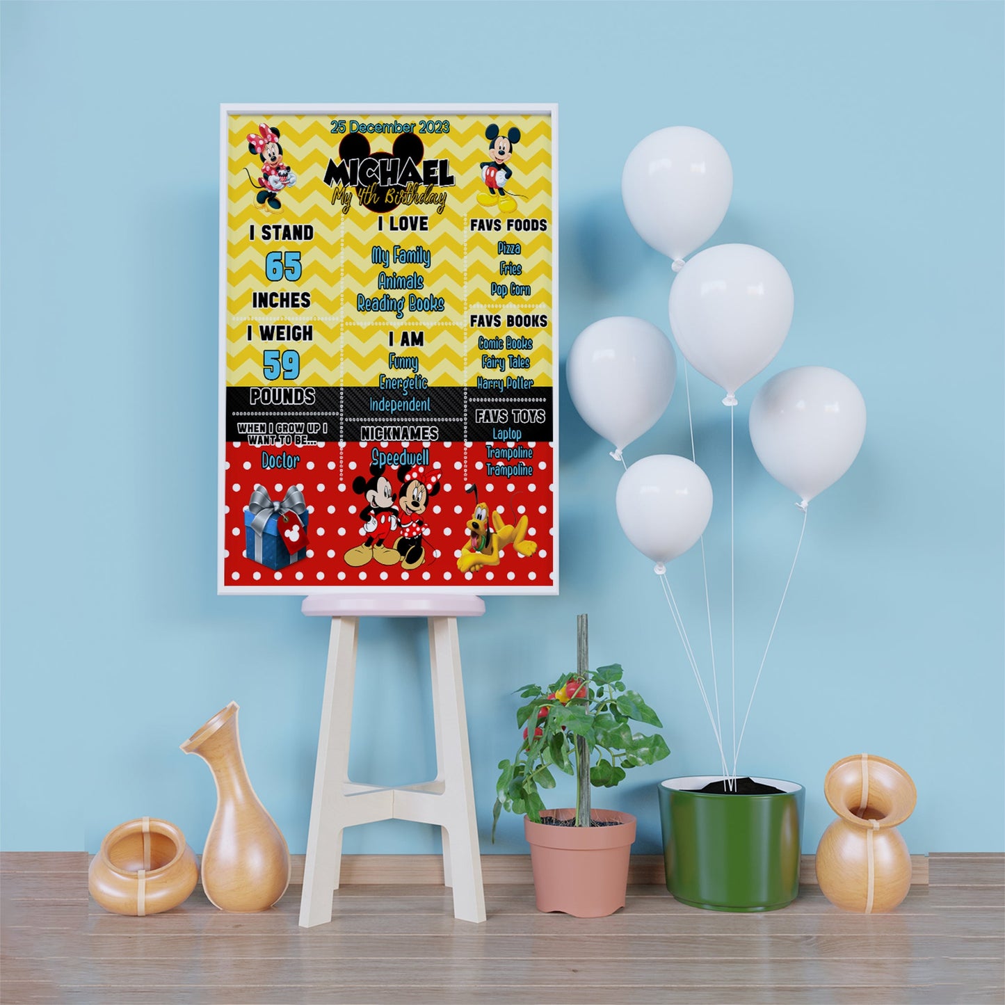 Mickey & Minnie Mouse Birthday Decorations, Disney Party Supplies, Mickey Mouse Themed, Minnie Mouse Digital Template, Editable Mickey & Minnie Mouse Image SVG PNG