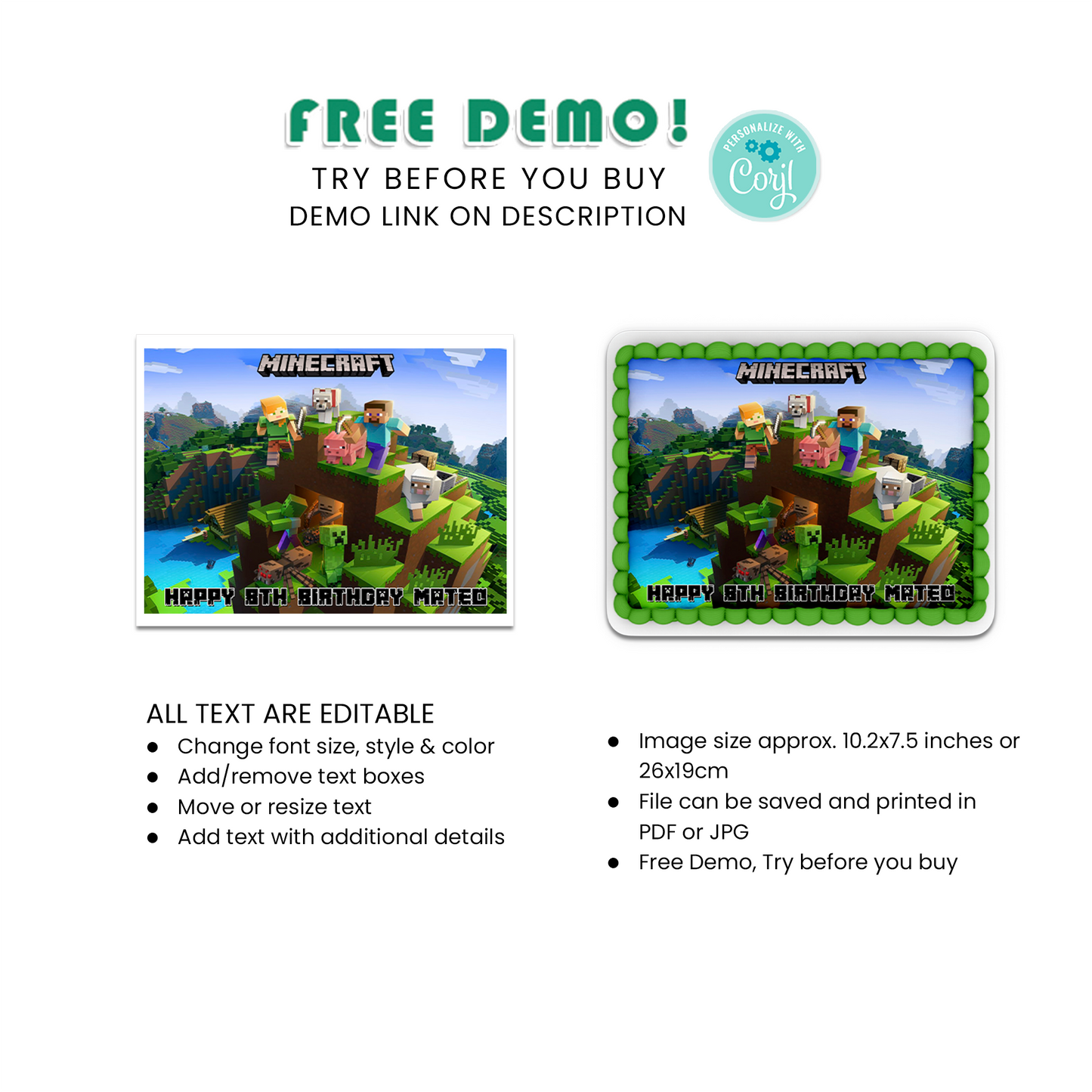 Minecraft Birthday Decorations, Pixelated Party Supplies, Minecraft Steve, Minecraft, Minecraft SVG