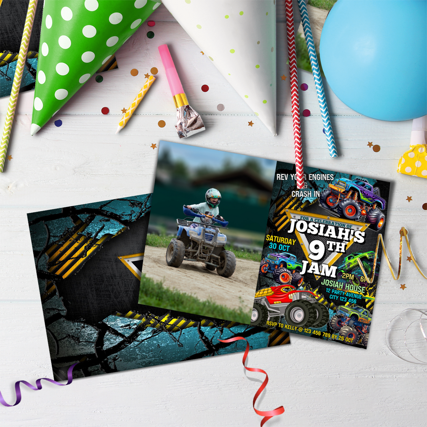 Monster Jam Birthday Decorations, Grave Digger Party Supplies, Monster Truck Themed, Hot wheels Truck Digital Template, Editable Monster Jam Image SVG PNG