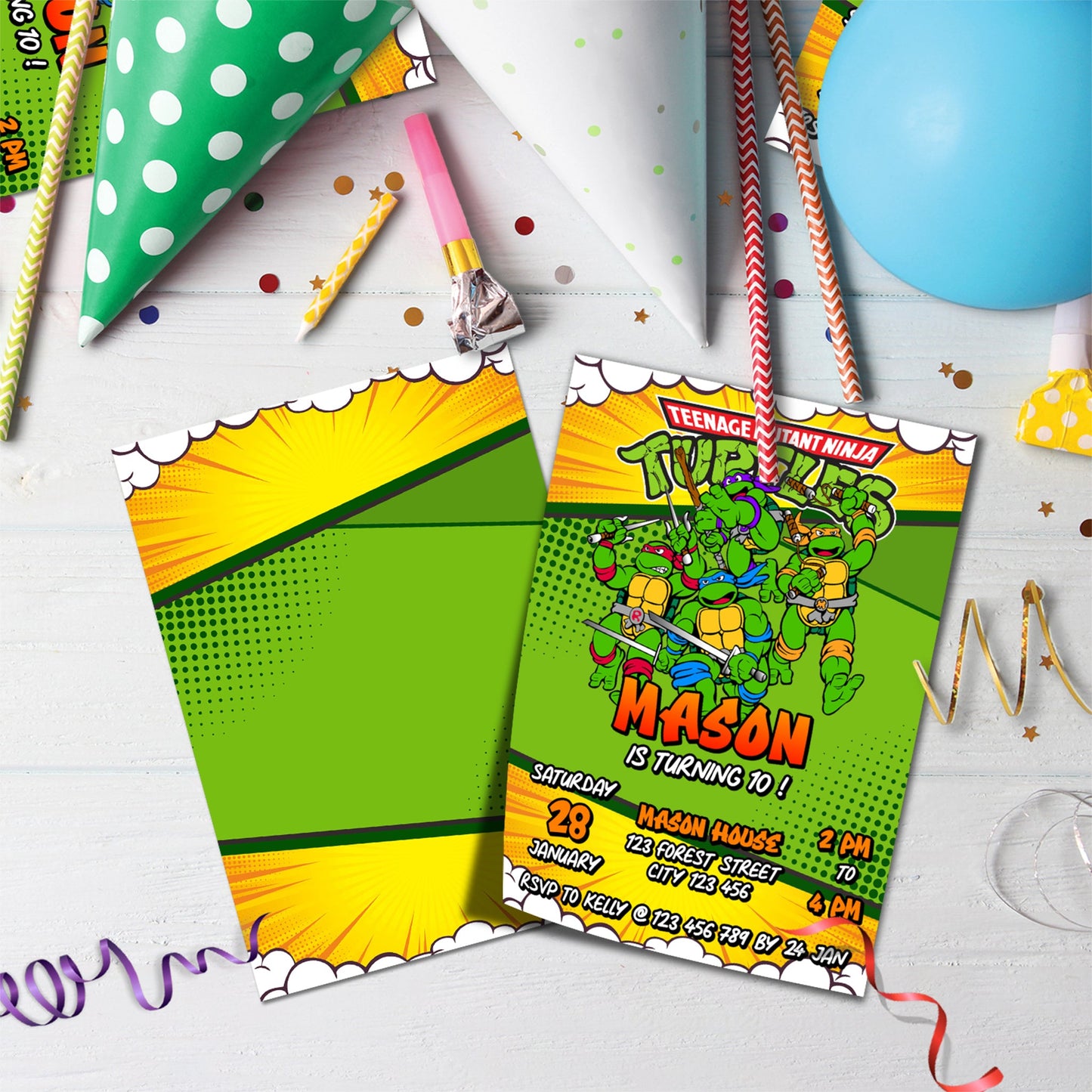 Mutant Ninja Turtles Birthday Decorations, Ninja Turtles Party Supplies, TMNT, Leonardo, Donatello, Raphael and Michelangelo, Teenage Mutant Ninja Turtles SVG