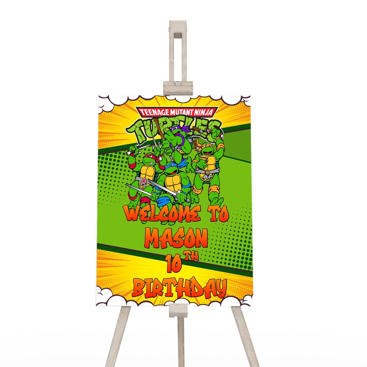Welcome sign with Teenage Mutant Ninja Turtles theme