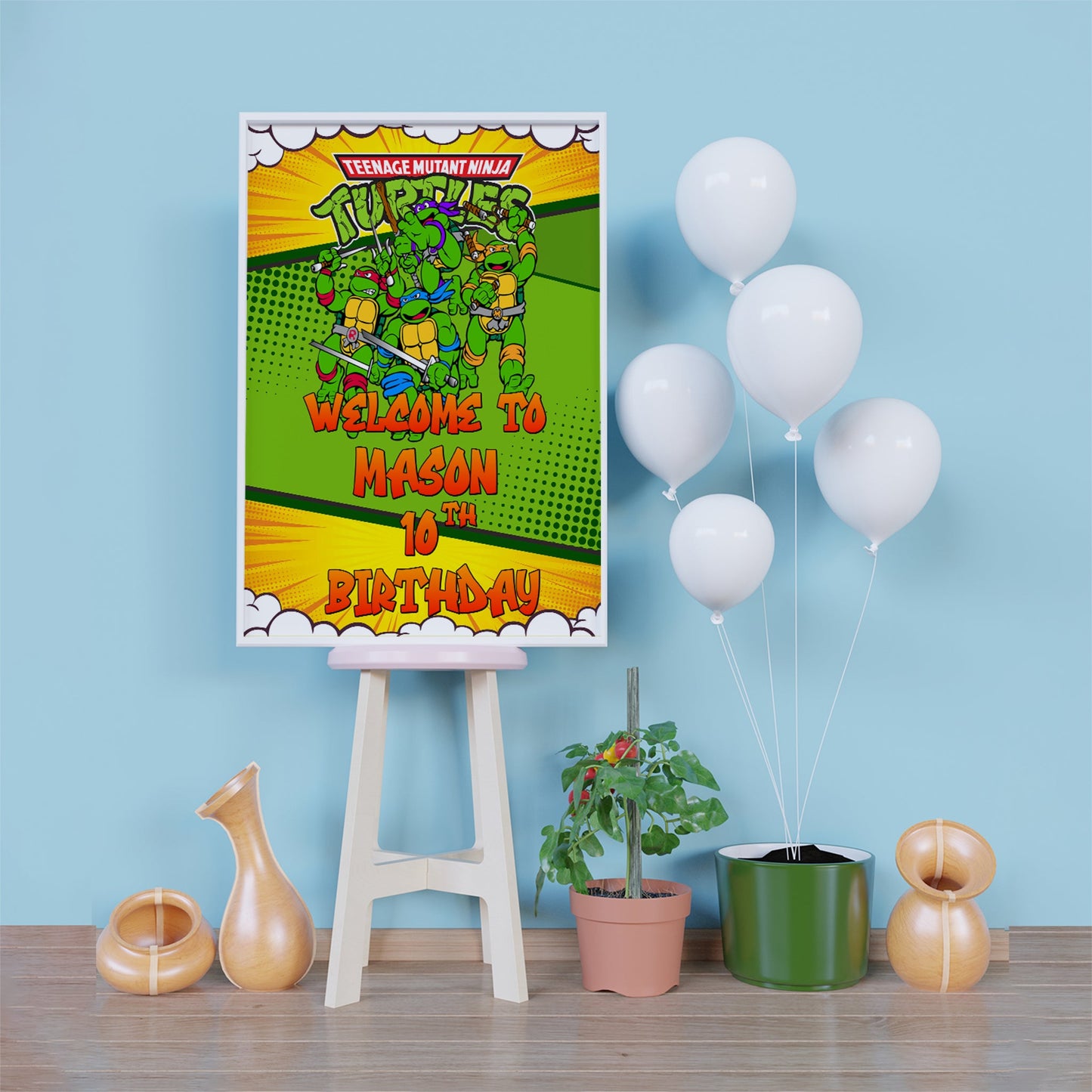 Mutant Ninja Turtles Birthday Decorations, Ninja Turtles Party Supplies, TMNT, Leonardo, Donatello, Raphael and Michelangelo, Teenage Mutant Ninja Turtles SVG