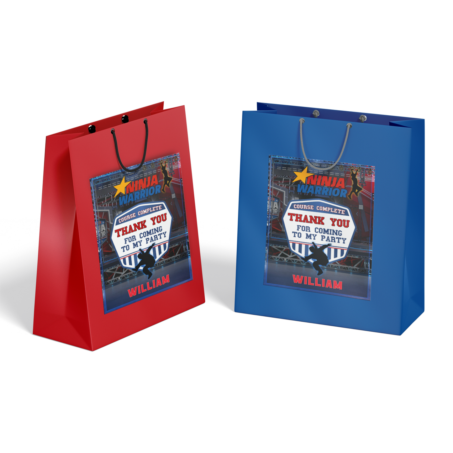 Ninja Warrior themed gift bag label
