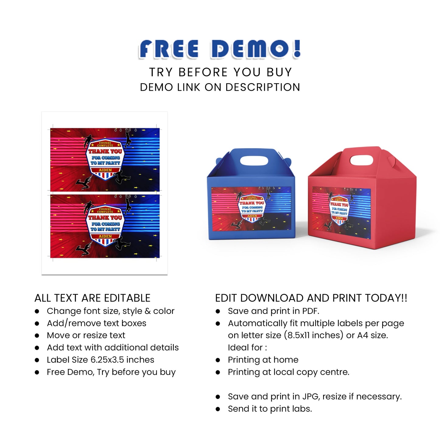 Ninja Warrior - Great for Party Favors and Gifts, Add a Unique Touch with Our Gable Box Label