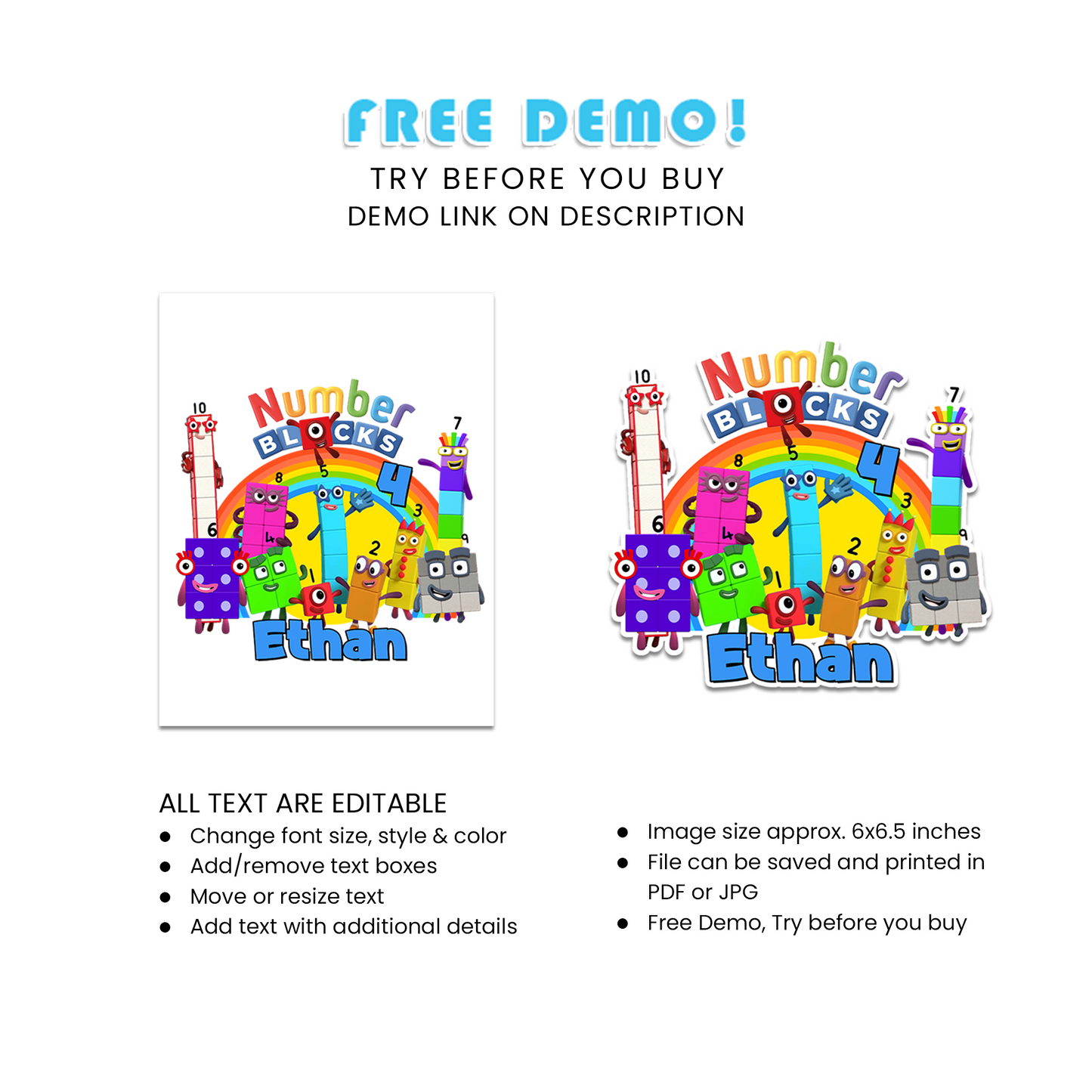 Personalized NumberBlocks Cake Toppers - Perfect for Your Child’s Birthday Party