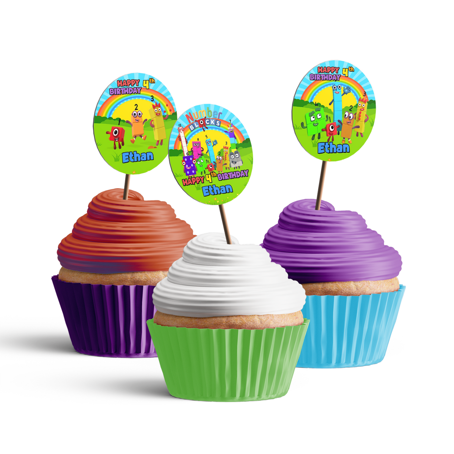 NumberBlocks Themed Personalized Cupcake Toppers