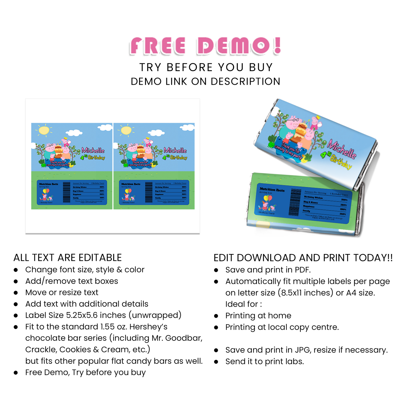 Peppa Pig Chocolate Label : Sweet Treats for Your Guests