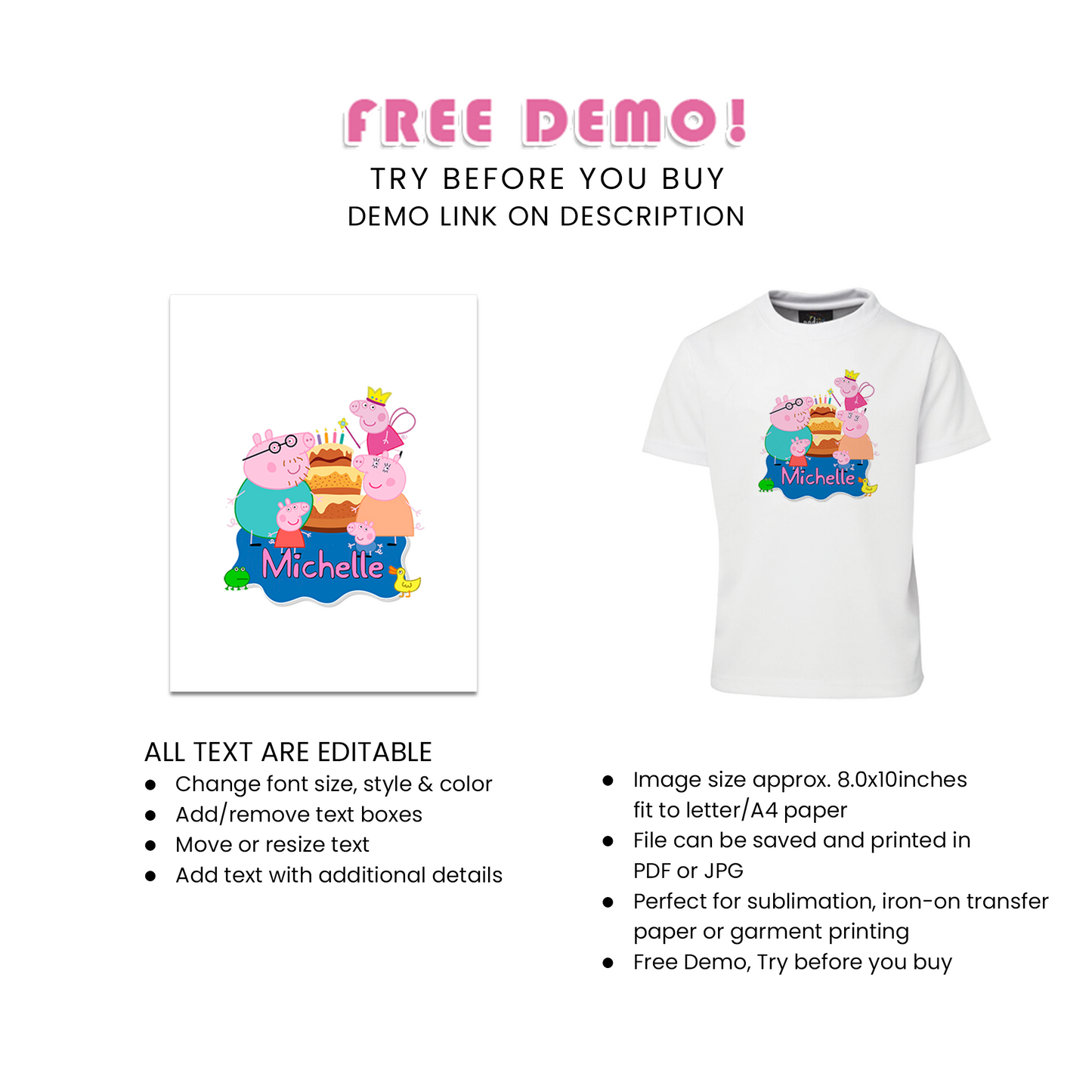 Peppa Pig Birthday Decorations, George Pig Party Supplies, Cartoon Series Themed, Preschool Series Digital Template, Editable Peppa Pig Image SVG PNG