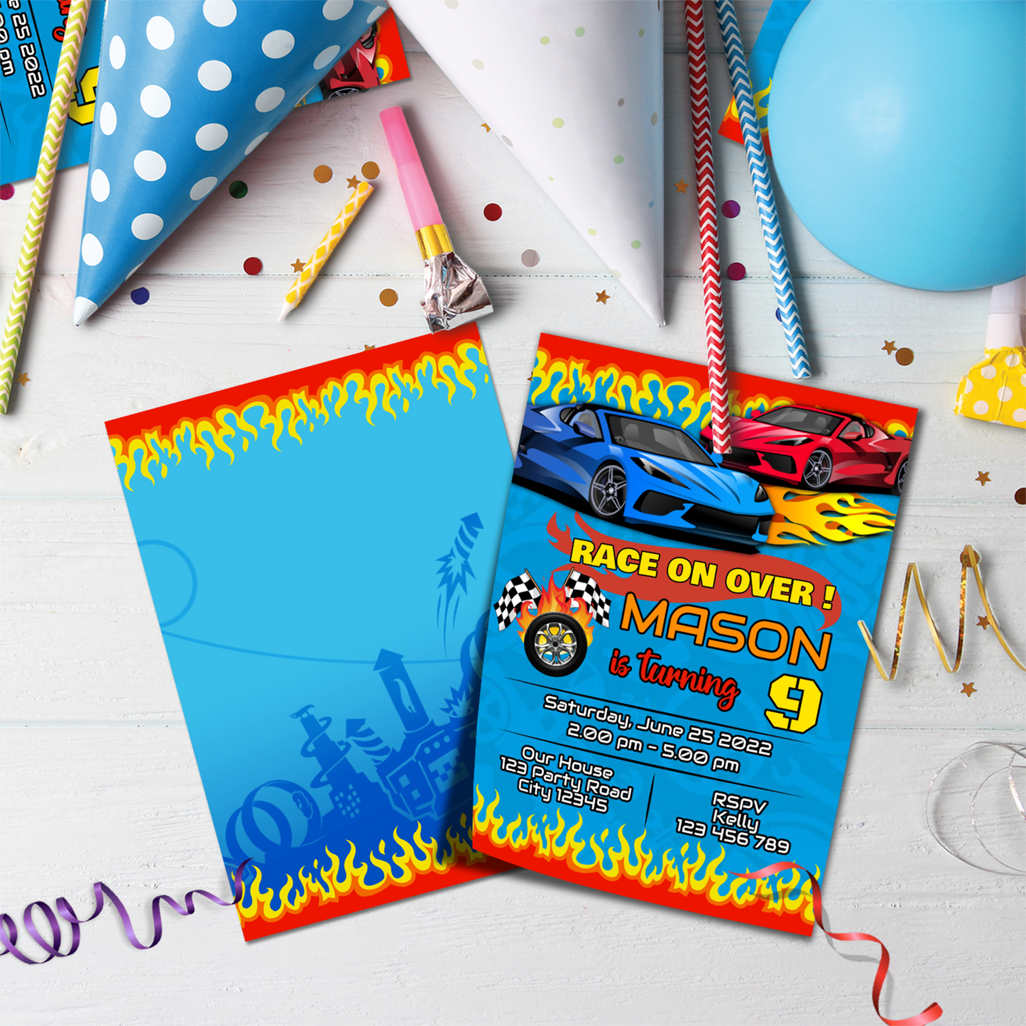 Hotwheels Birthday Decorations, Race Track Party Supplies, Nascar Themed, Race Car Digital Template, Editable Race Car Image SVG PNG