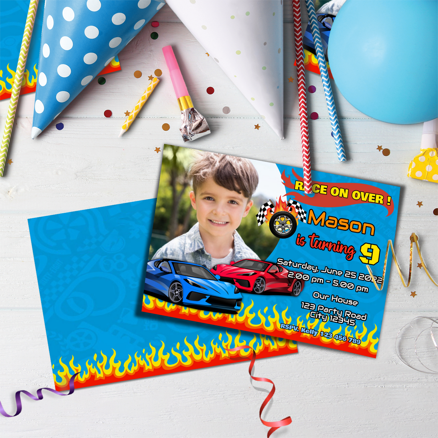 Hotwheels Birthday Decorations, Race Track Party Supplies, Nascar Themed, Race Car Digital Template, Editable Race Car Image SVG PNG