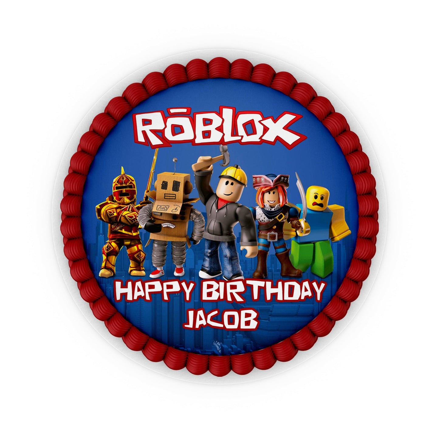 Round shaped Roblox personalized cake images