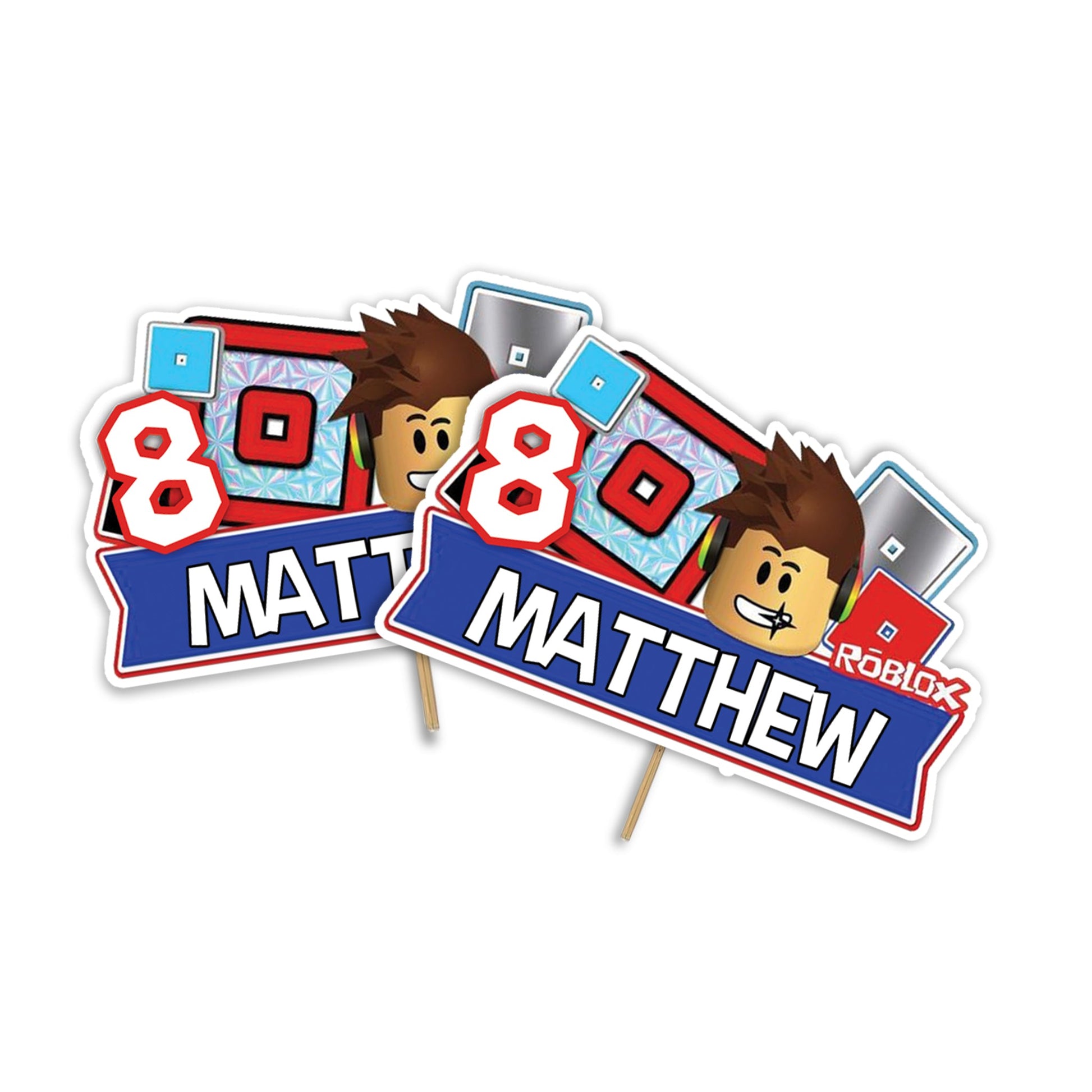 Roblox themed personalized cake toppers