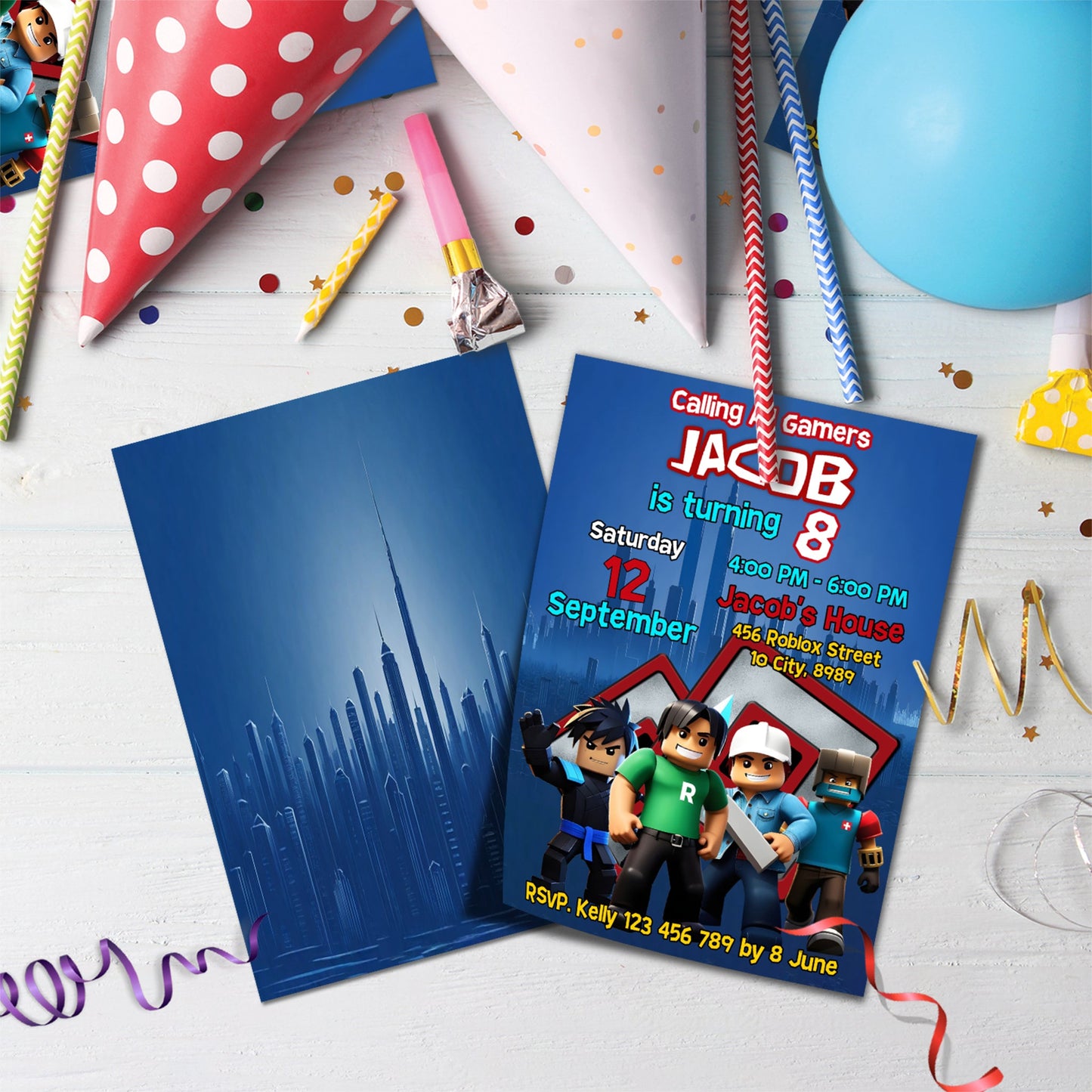 Roblox Birthday Decorations, Roblox Video Games Party Supplies, Roblox Themed, Roblox Template Digital Template, Editable Roblox 3D Image SVG PNG