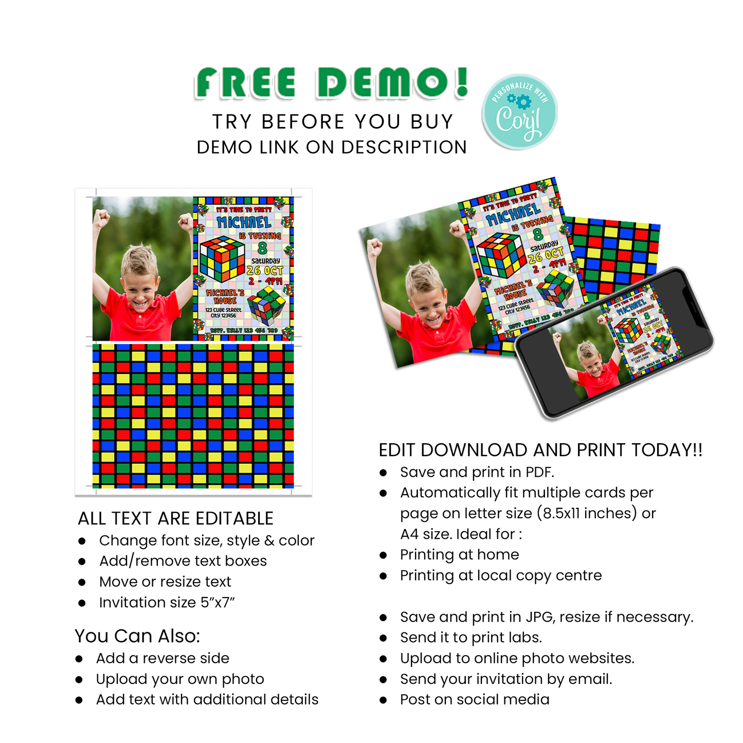 Unique and Memorable, Capture the Moment with Our Personalized Photo Card Invitations