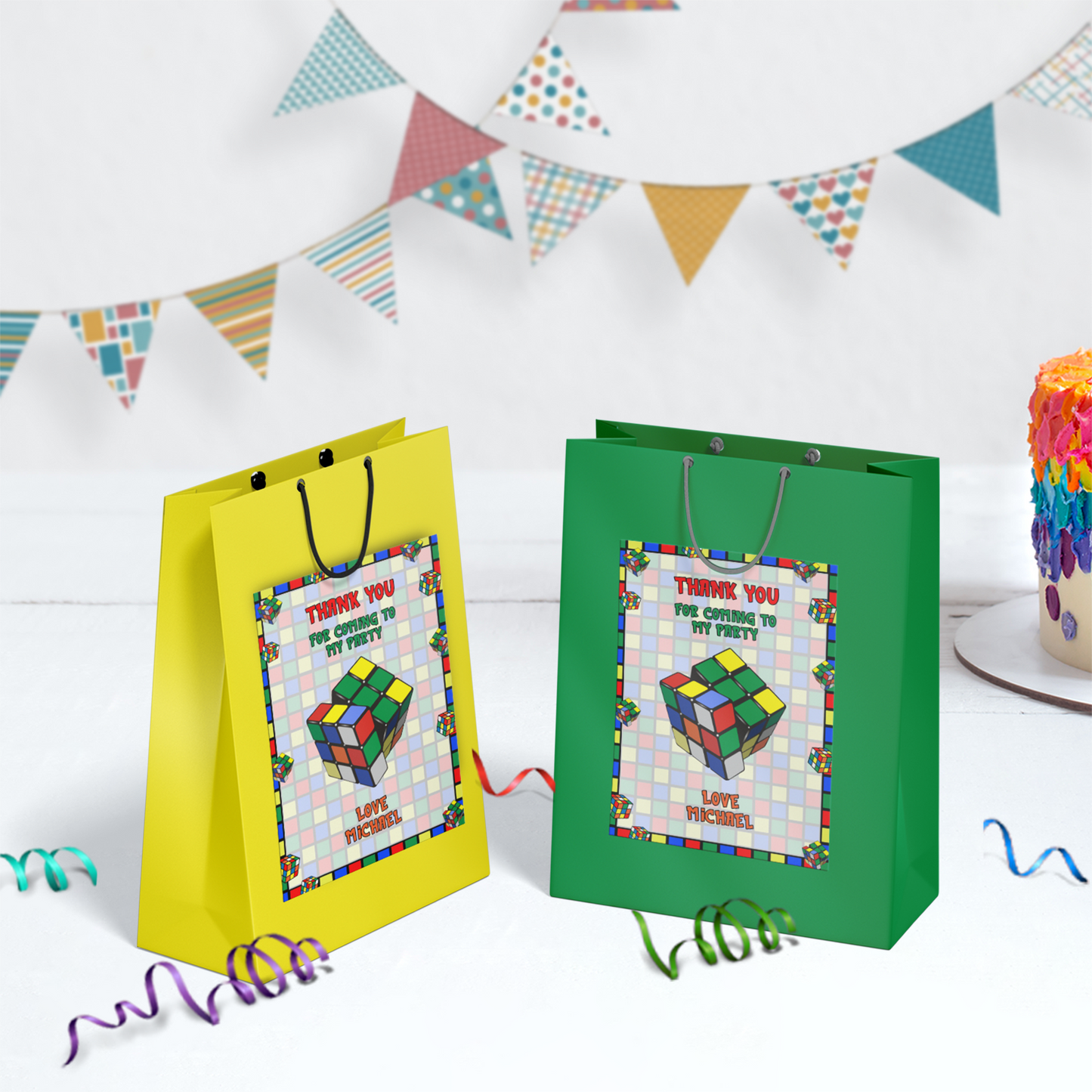 Rubiks Birthday Decorations, Rubik Cube Party Supplies, Cube Games Themed, Rubik Digital Template, Editable Rubik's Image SVG PNG