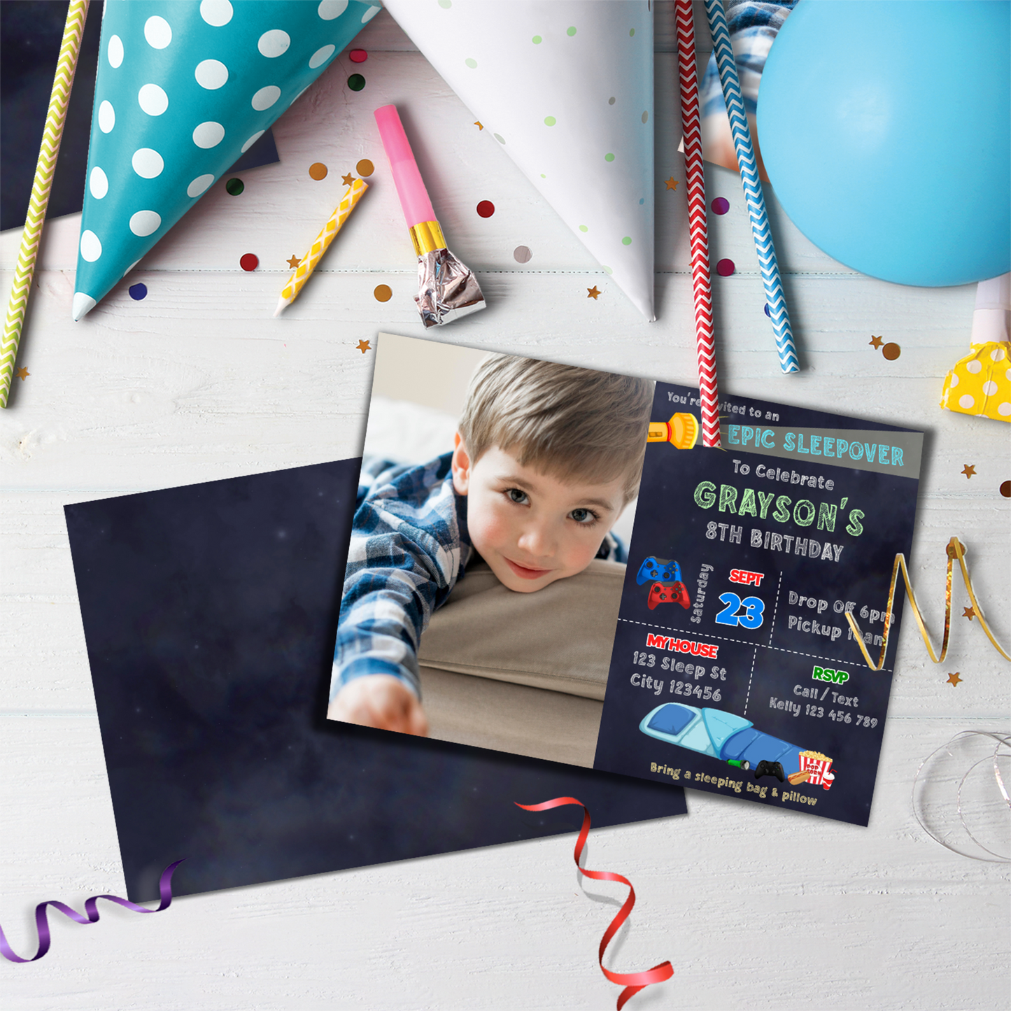 Sleepover Birthday Decorations, Sleep Under Party Supplies, Slumber Party Themed, Pajama Party Digital Template, Editable Sleepover Image SVG PNG