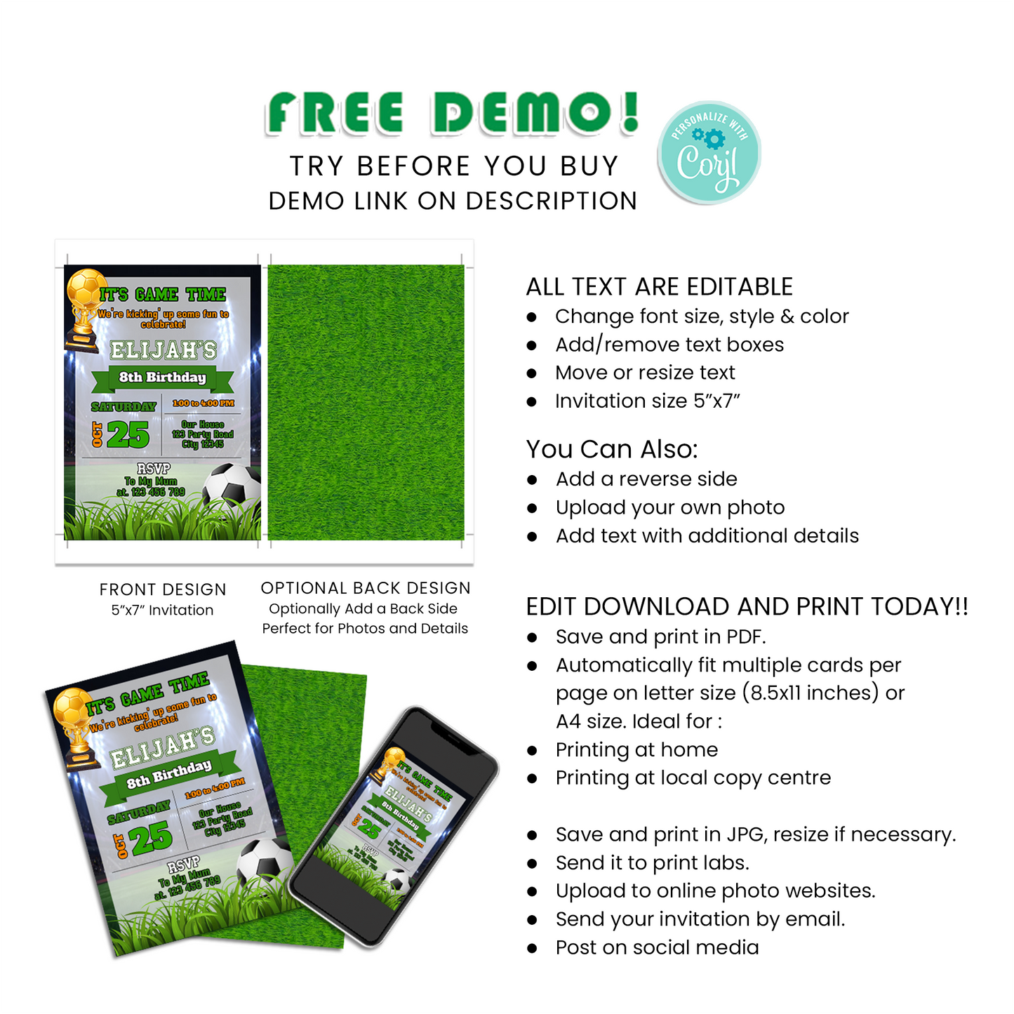 Invite Your Team to the Party of the Year with Our Soccer Personalized Birthday Card Invitations - A Great Start to Any Soccer-Themed Celebration!