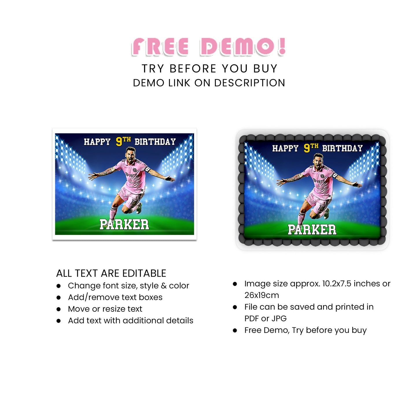 Rectangle Lionel Messi Personalized Cake Images - Make Your Party Stand Out